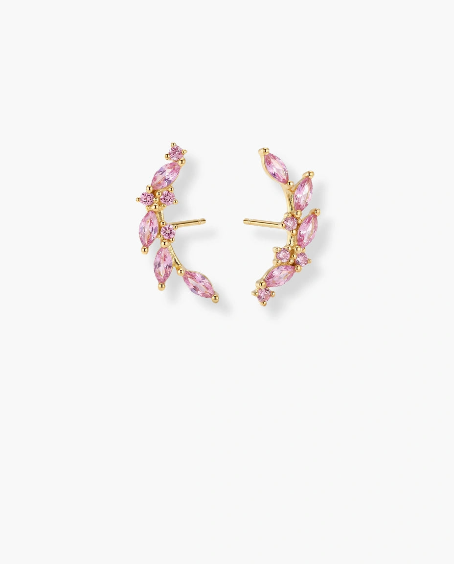 gold floralne mindjuse sa roze cirkonima