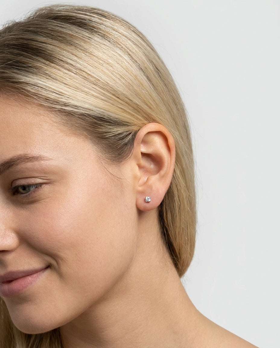 kvadratne mindjuše srebro 925 beli cubic zirconia cirkoni