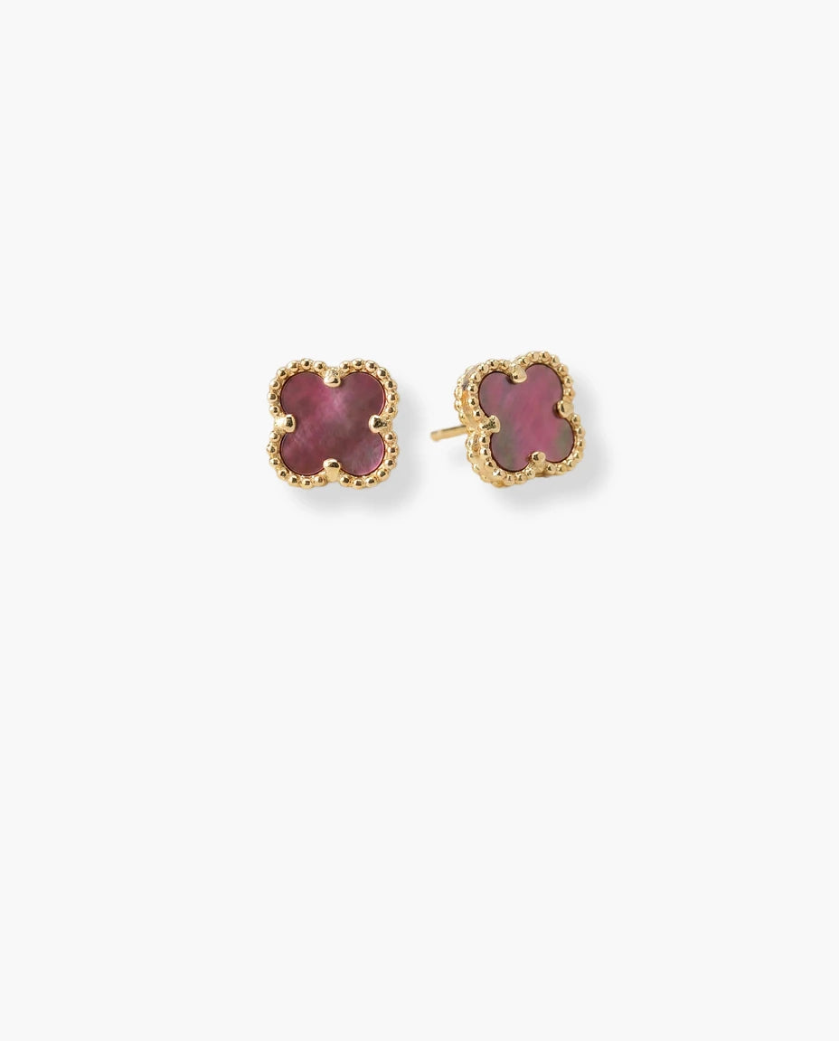 mindjuse na sraf detelina 14k zuta pozlata bordo kamen luxury model