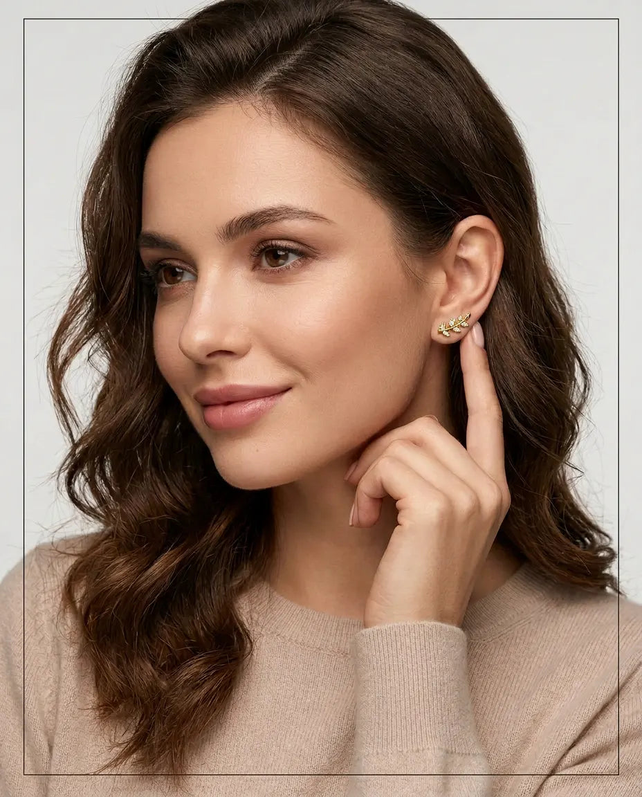 mindjuse na sraf grancica 14k zuta pozlata beli cubic zirconia cirkoni