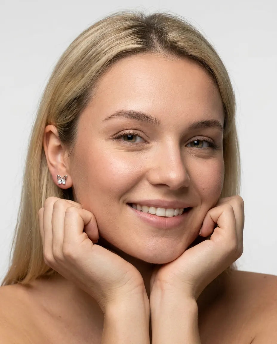 mindjuse leptir 14k zuta pozlata beli cubic zirconia cirkon