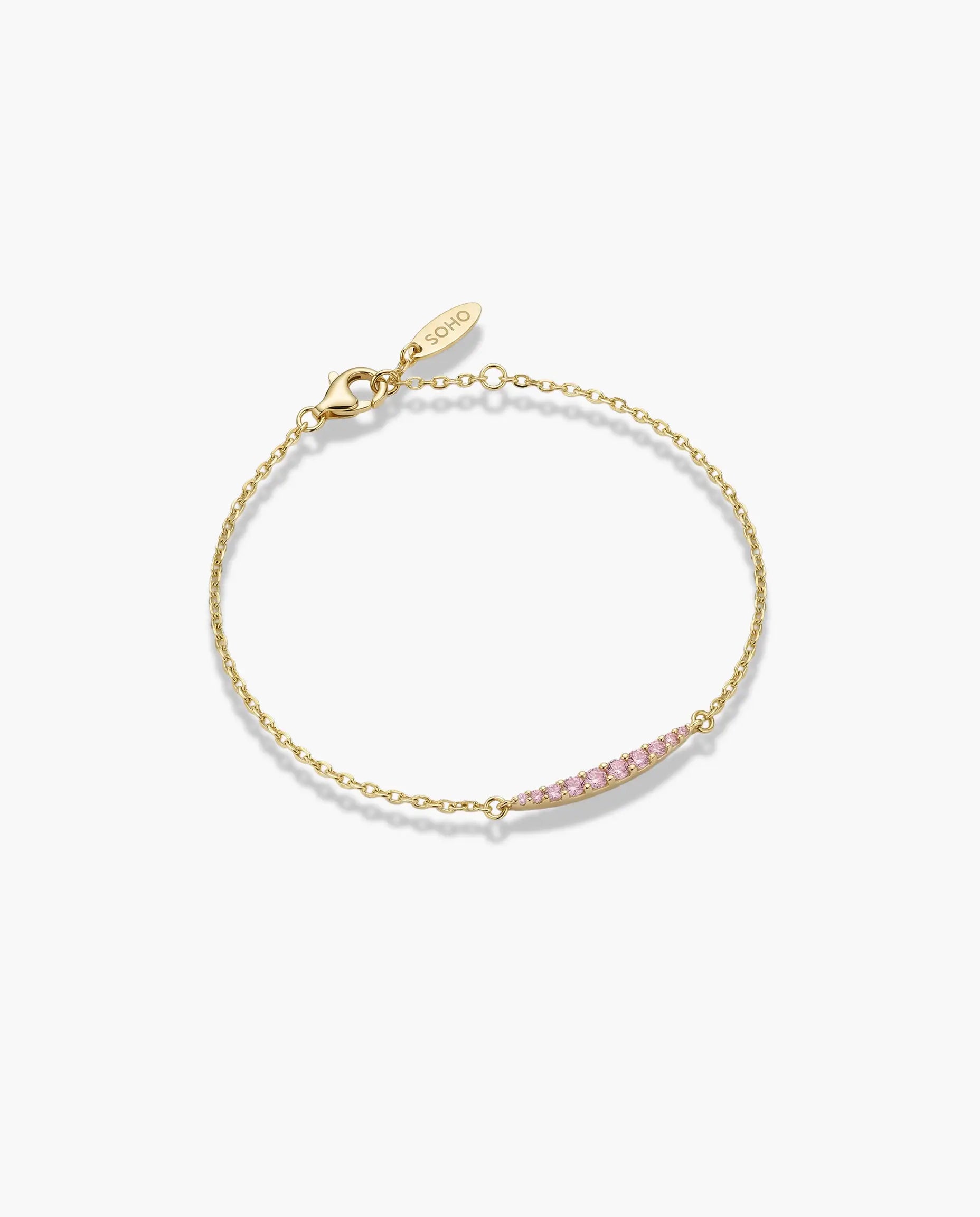 Image of narukvica 14k pozlata roze cubic zirconia cirkoni