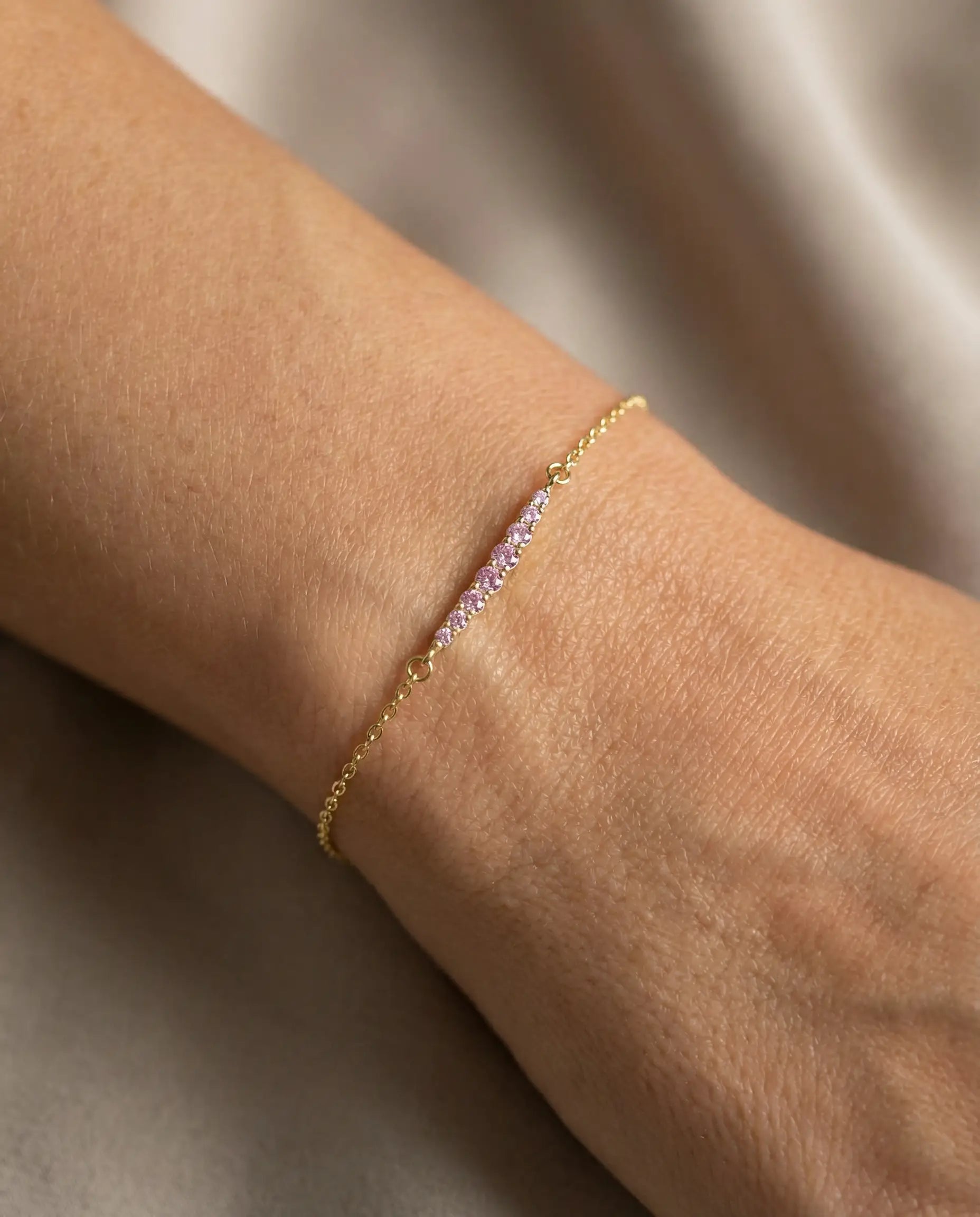 Image of narukvica 14k pozlata roze cubic zirconia cirkoni