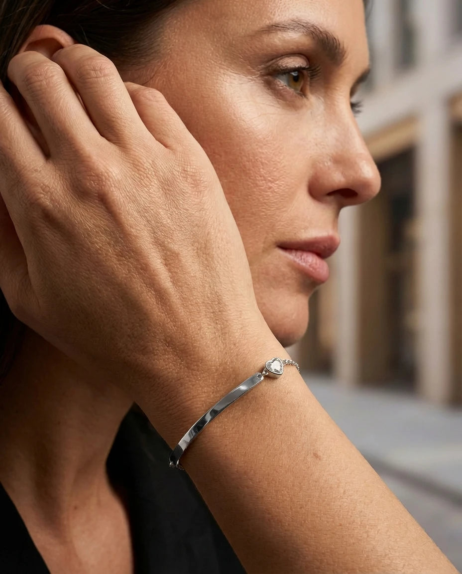 narukvica srebro 925 rodijum beli cubic zirconia cirkon minimalisticka