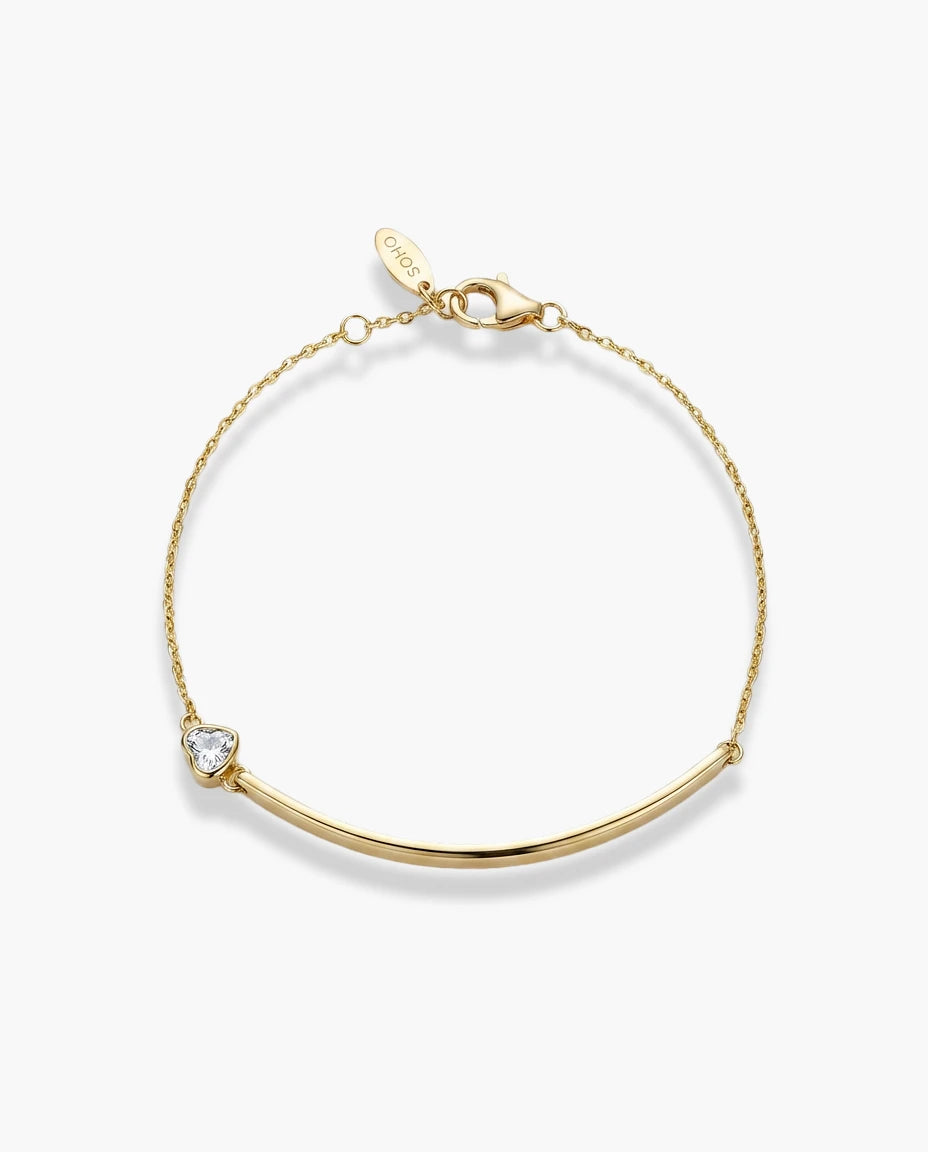 narukvica 14k zuta pozlata beli cubic zirconia cirkon minimalisticka