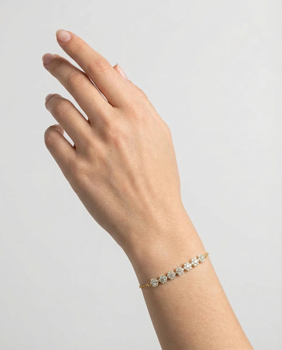narukvica 14k zuta pozlata cvet cubic zirconia cirkoni elegantna