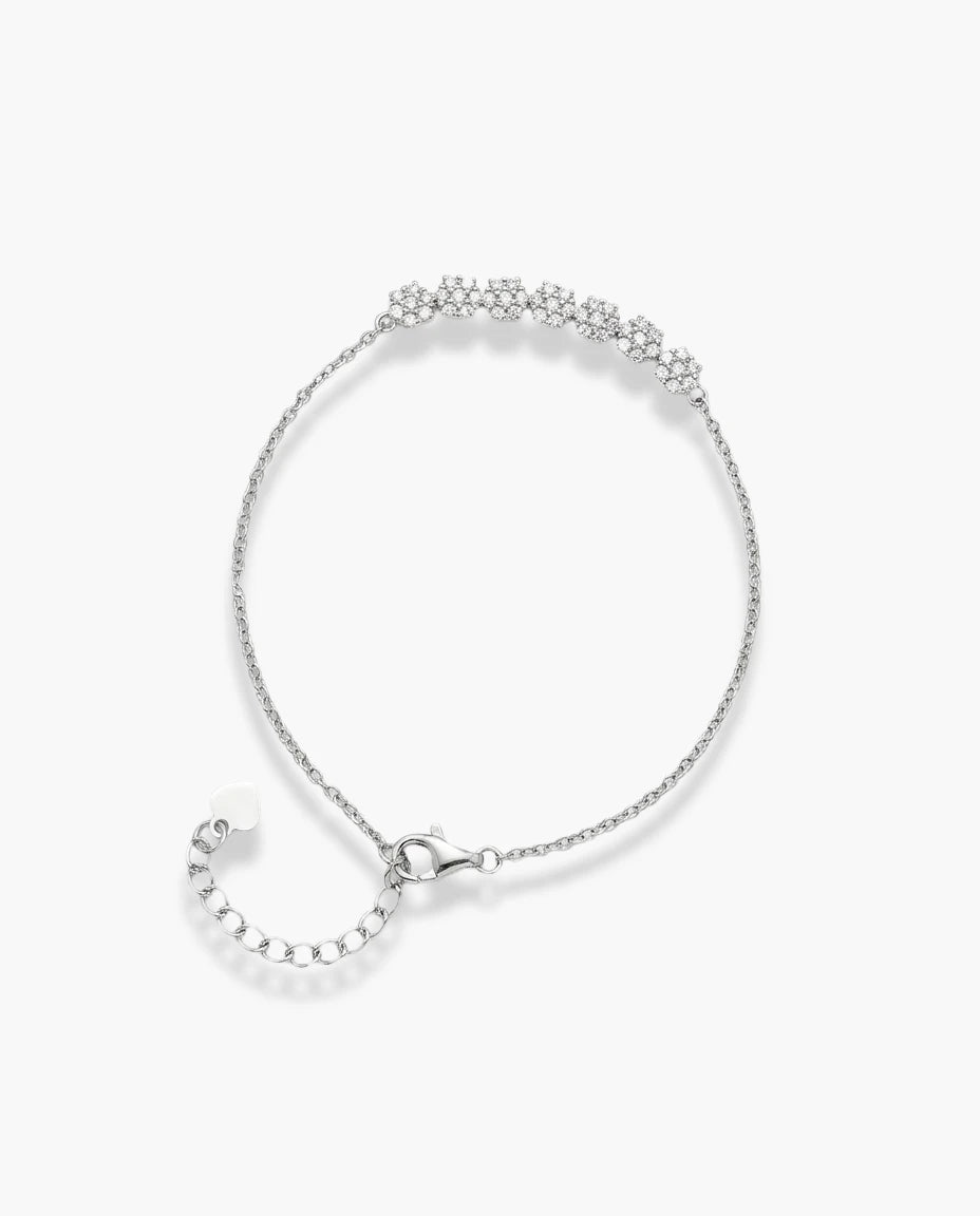 narukvica srebro 925 rodijum cvet cubic zirconia cirkoni elegantna