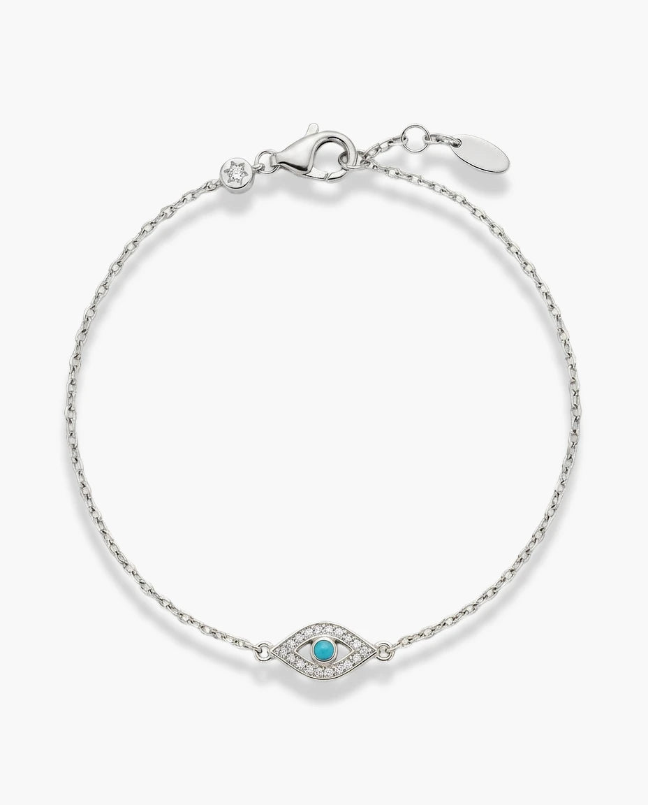 narukvica srebro 925 rodijum evil eye plavo oko cubic zirconia cirkoni 