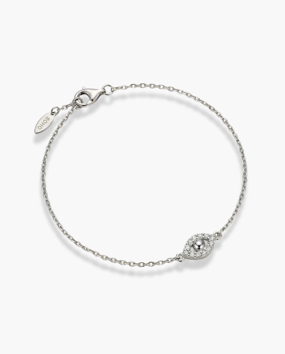 narukvica srebro 925 rodijum mini evil eye cubic zirconia cirkoni