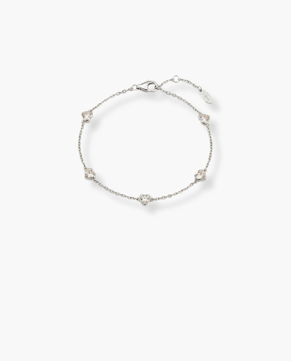 narukvica srebro 925 srca beli cubic zirconia cirkoni
