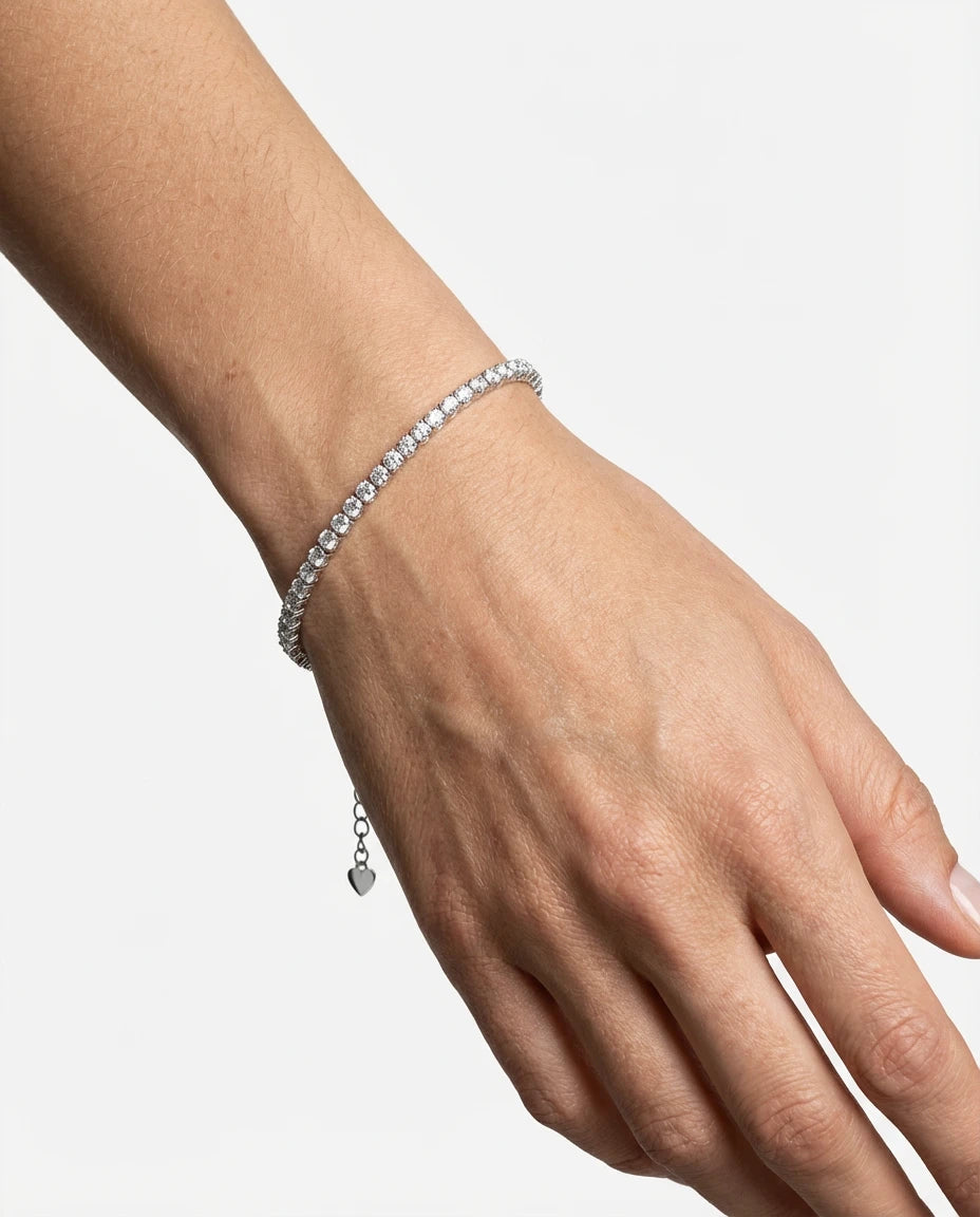 narukvica srebro 925 rodijum tennis beli cubic zirconia cirkoni