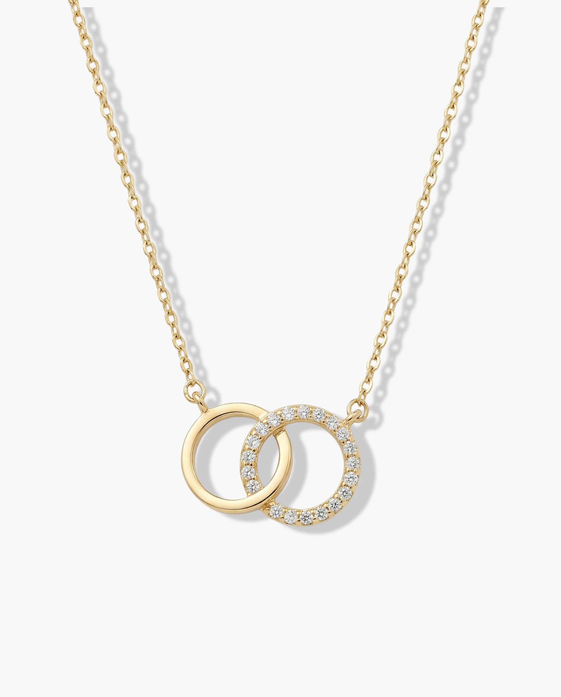 Image of ogrlica 14k pozlata dva kruga cubic zirconia cirkoni