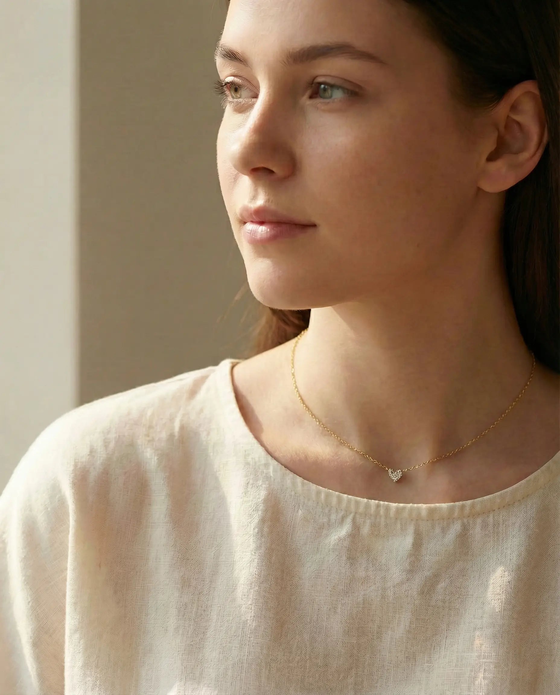 Image of ogrlica 14k pozlata srce cubic zirconia cirkoni