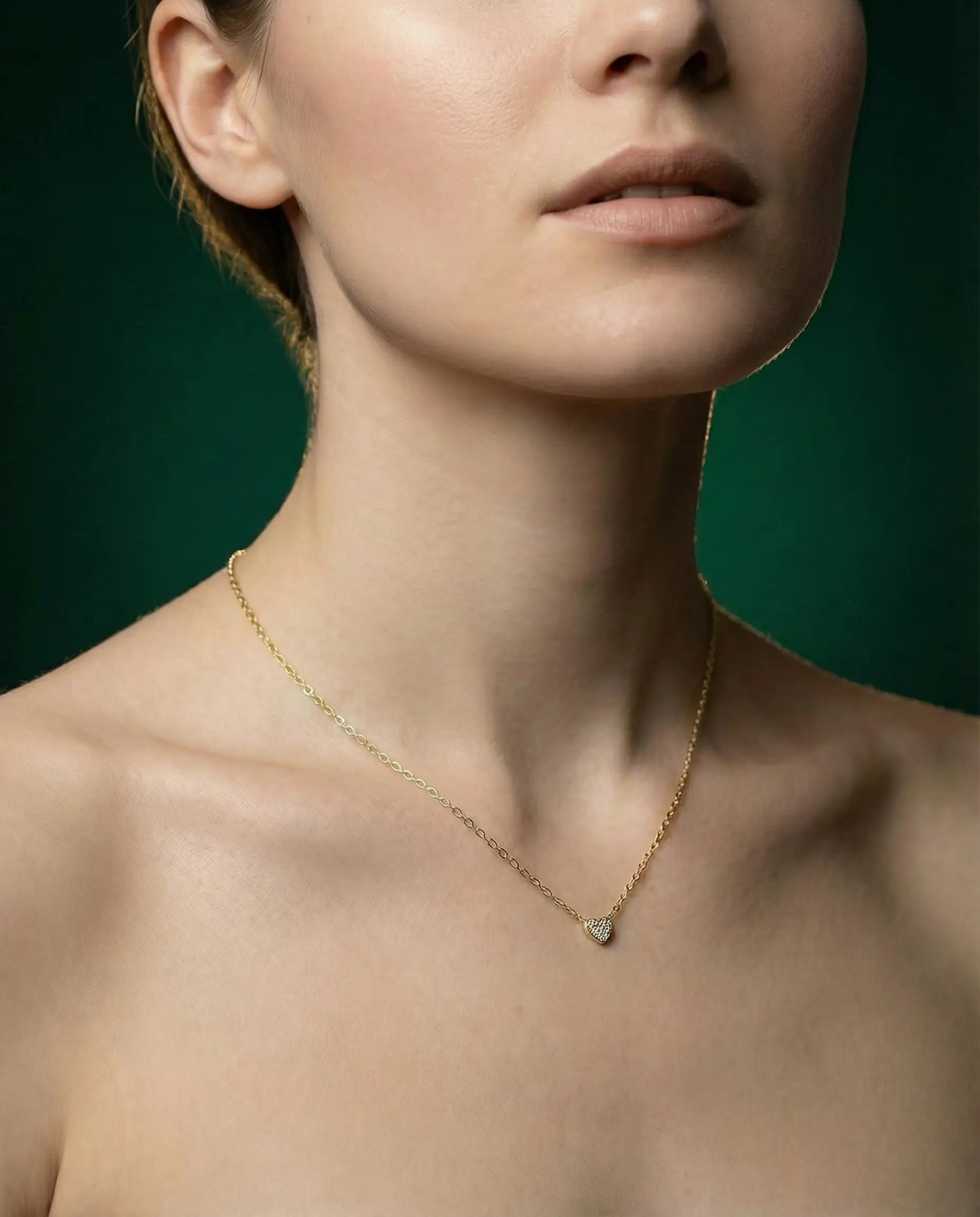 ogrlica 14k pozlata srce cubic zirconia cirkoni