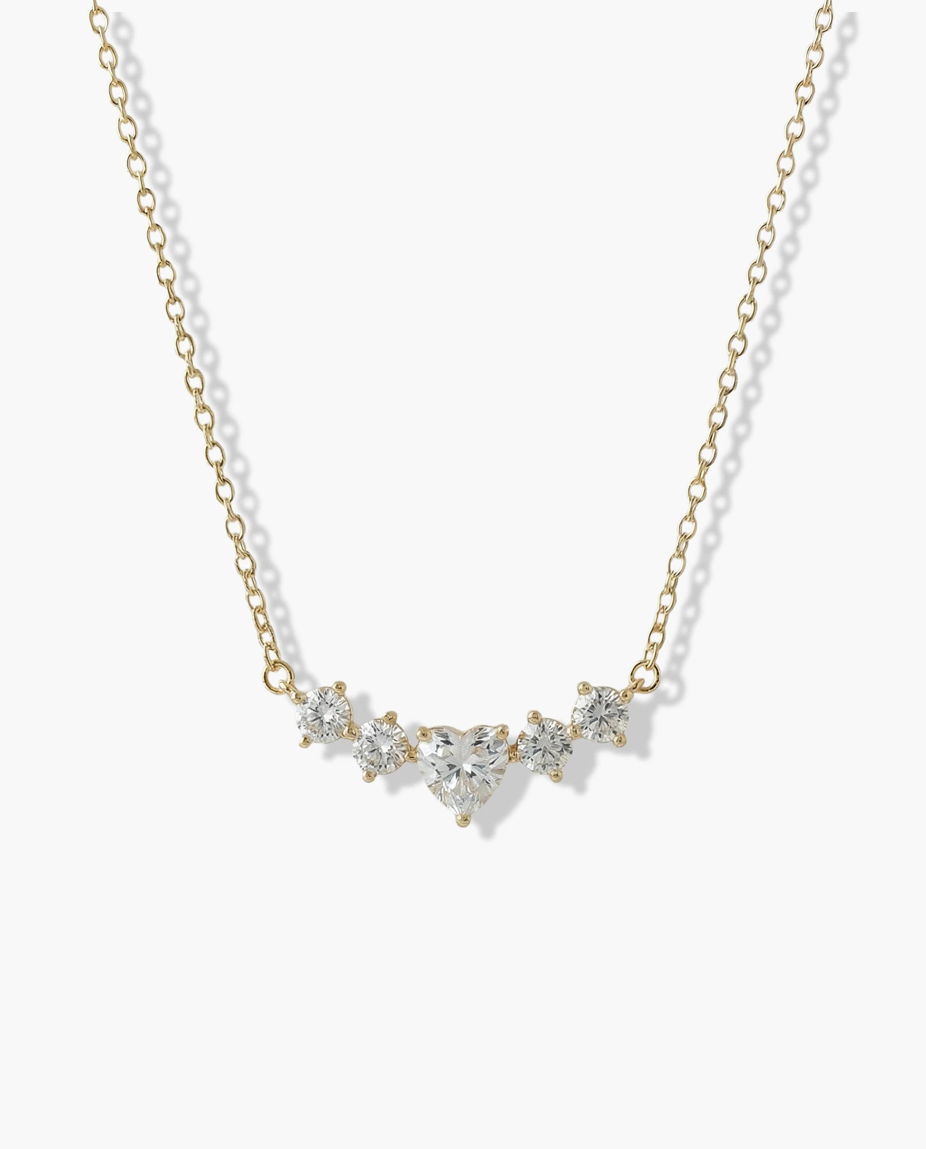 ogrlica 14k pozlata srce beli cubic zirconia cirkoni