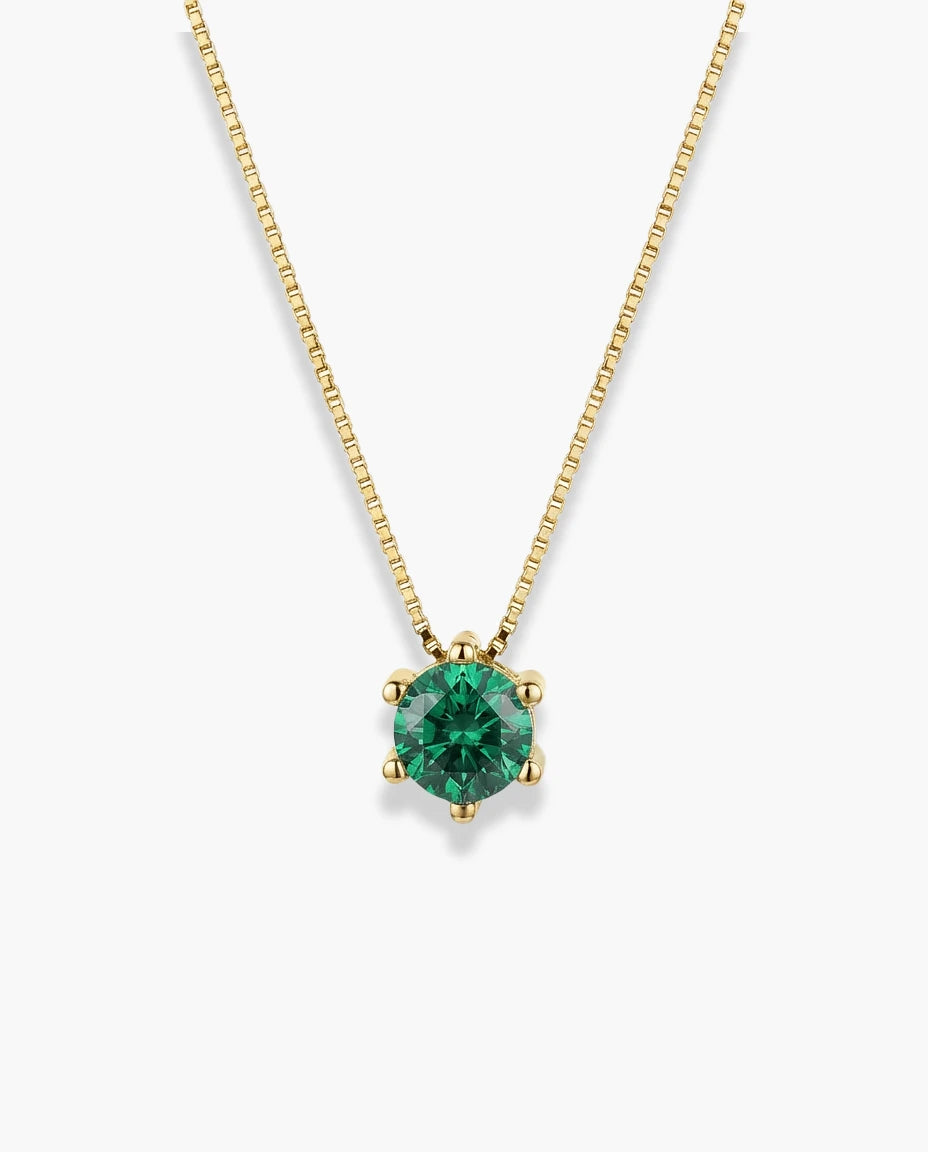ogrlica 14k zuta pozlata zeleni cubic zirconia cirkon jedan kamen