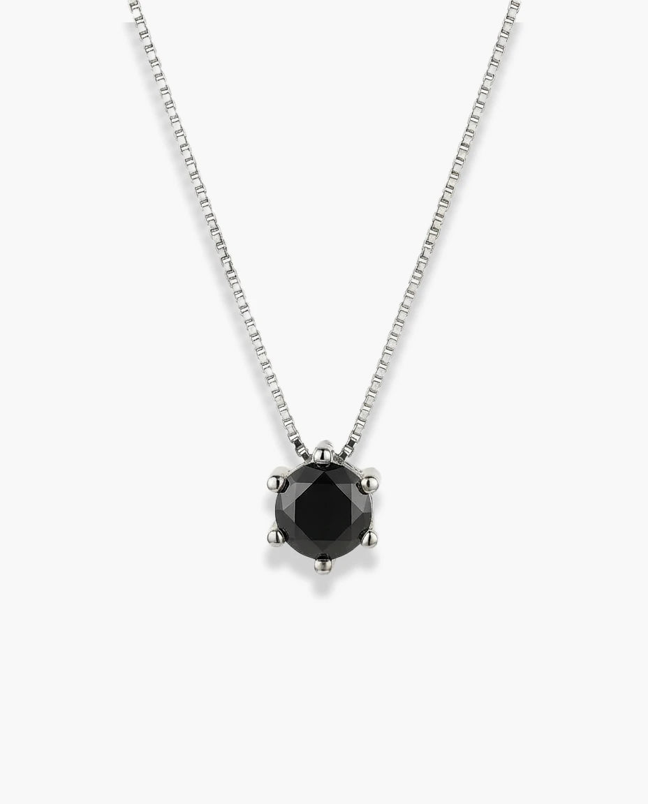 ogrlica srebro 925 rodijum crni cubic zirconia cirkon jedan kamen