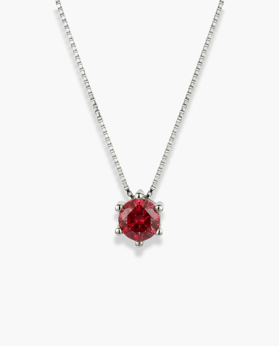 ogrlica srebro 925 rodijum crveni cubic zirconia cirkon jedan kamen