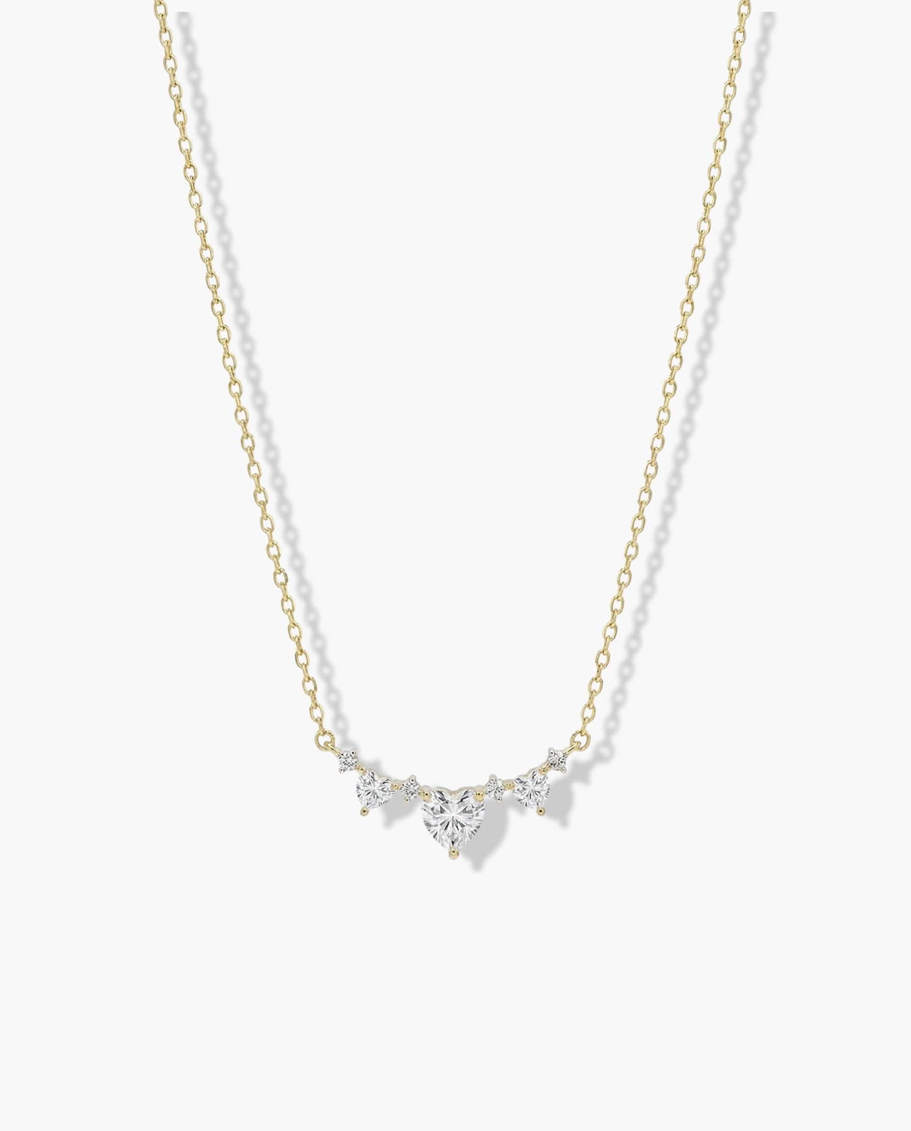 Ogrlica srce beli cubic zirconia – ogrlica 14k pozlata
