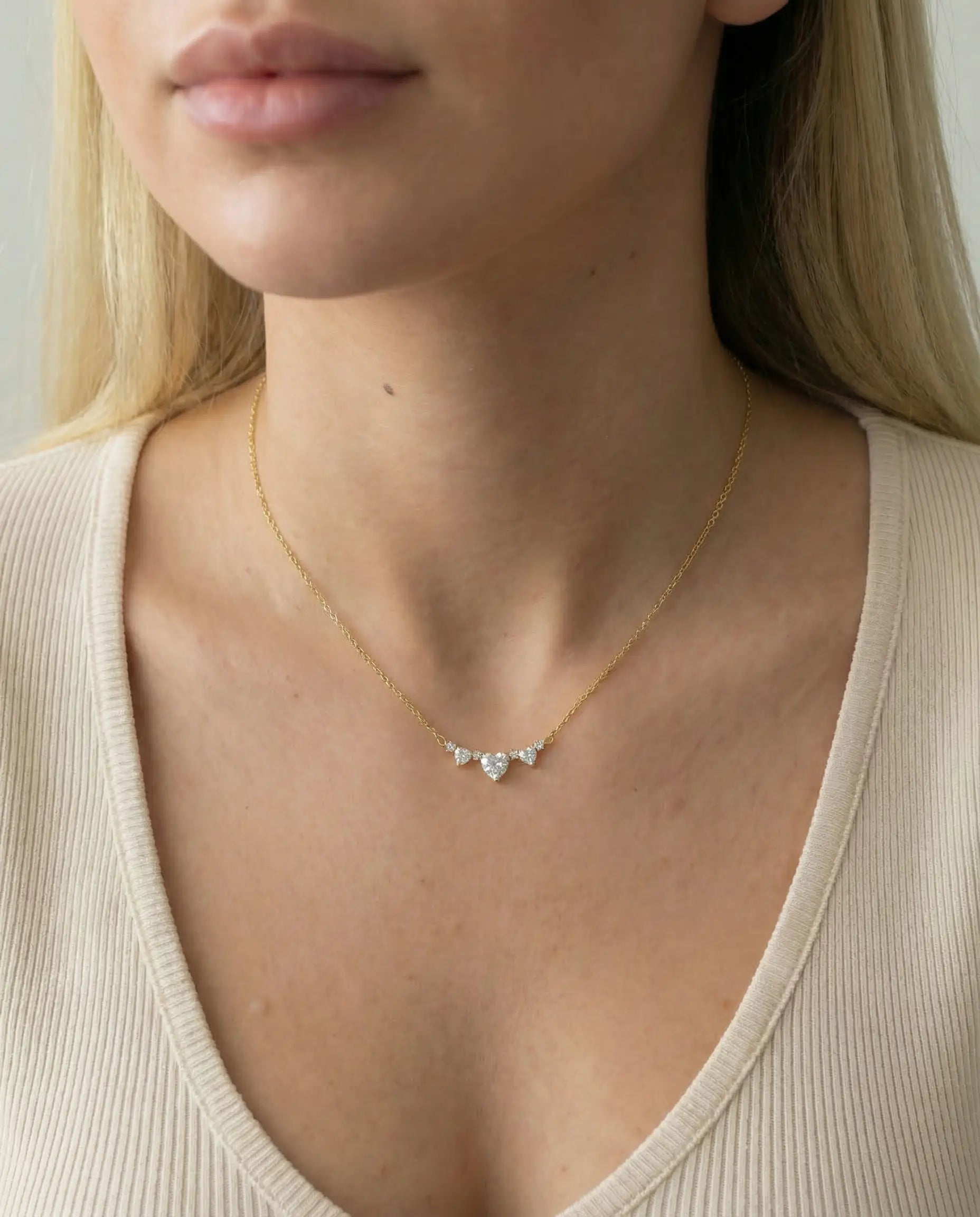 Ogrlica srce beli cubic zirconia – ogrlica 14k pozlata