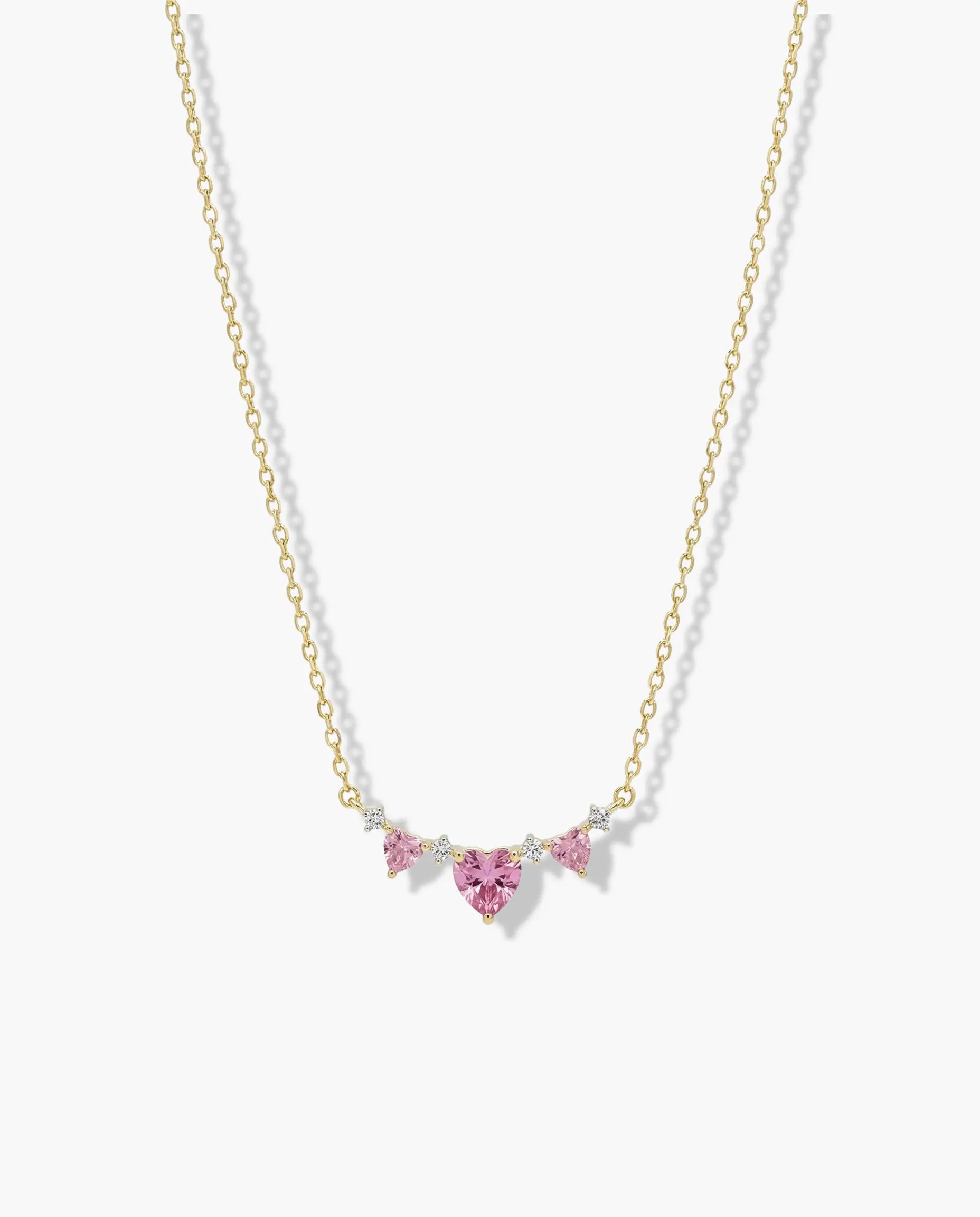 Ogrlica srce roze cubic zirconia – ogrlica 14k pozlata