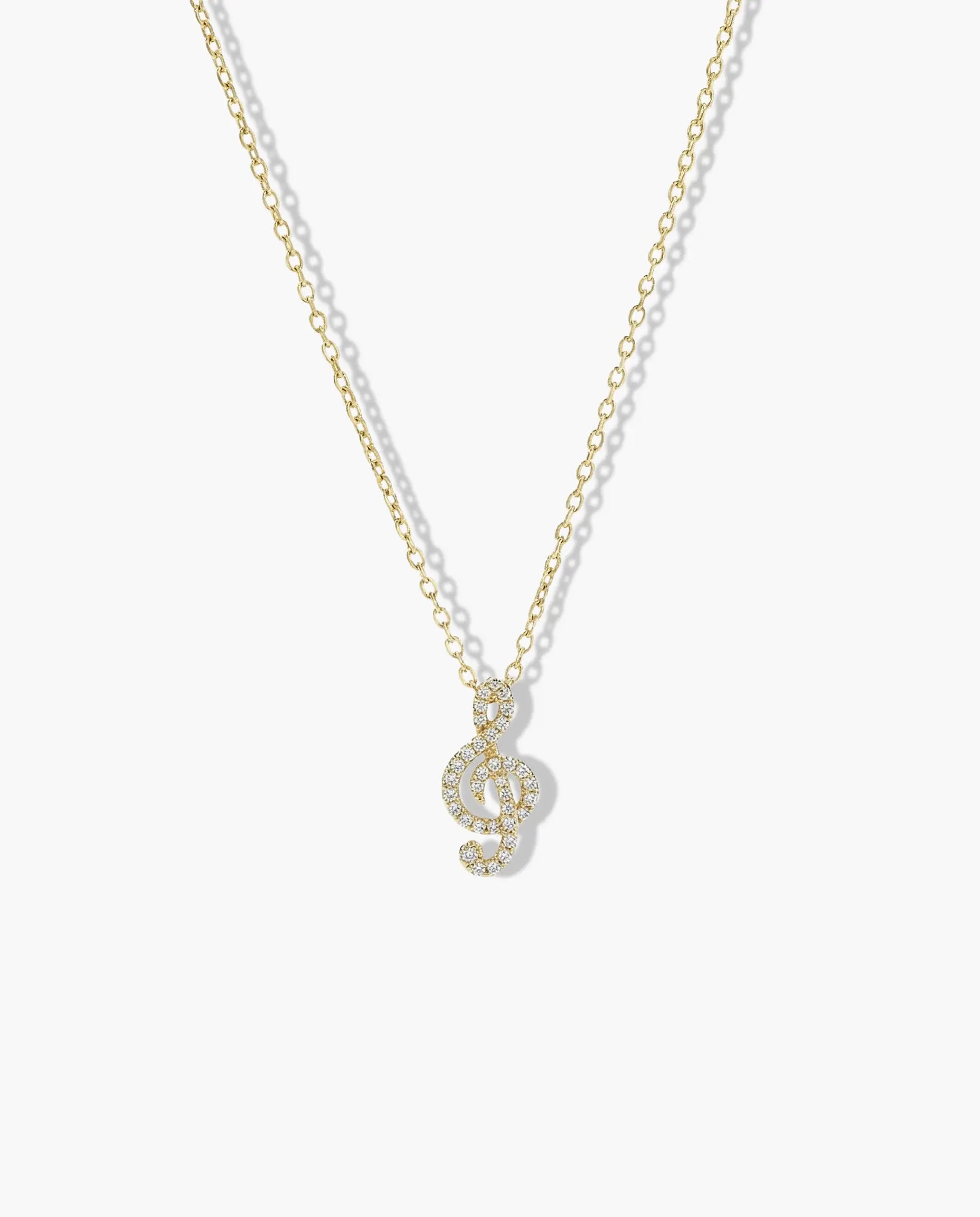 Image of Ogrlica violinski ključ cubic zirconia – ogrlica 14k pozlata