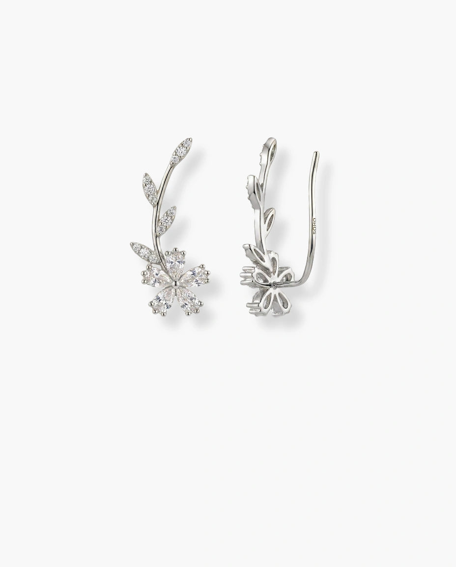 penjalice srebro 925 cvet i listici beli cubic zirconia cirkoni