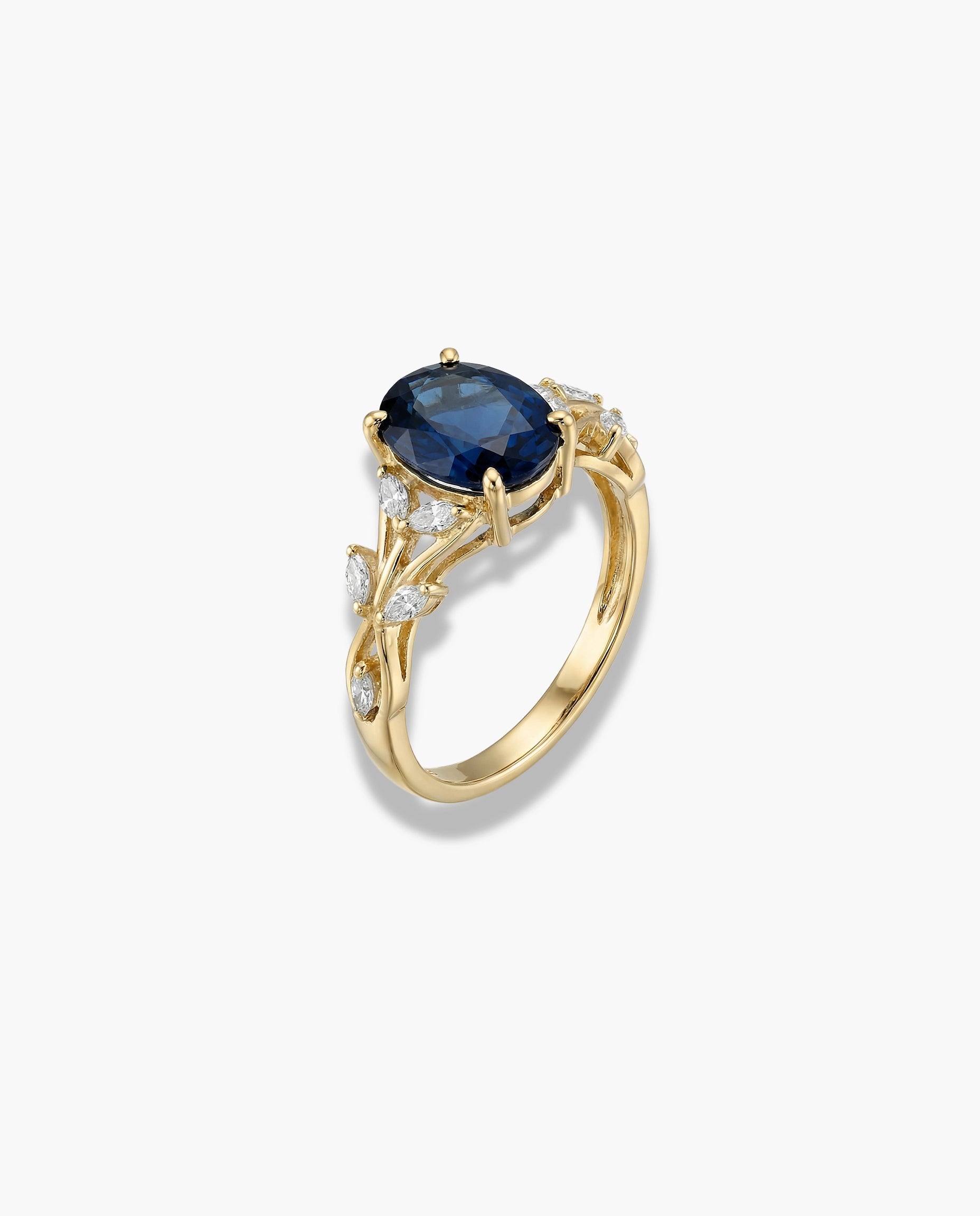 prsten 14k pozlata plavi ovalni cubic zirconia cirkon