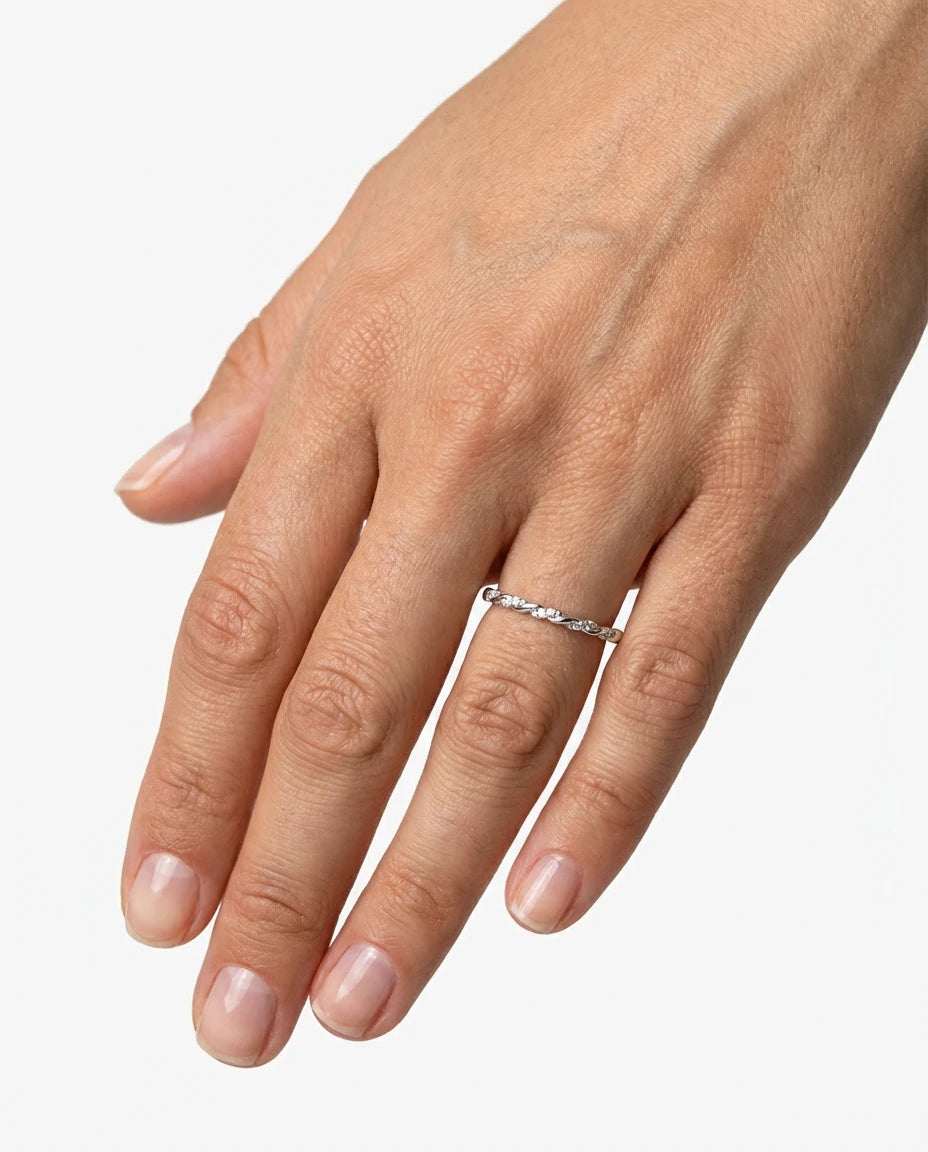 prsten srebro 925 rodijum tanak twist dizajn cubic zirconia cirkoni