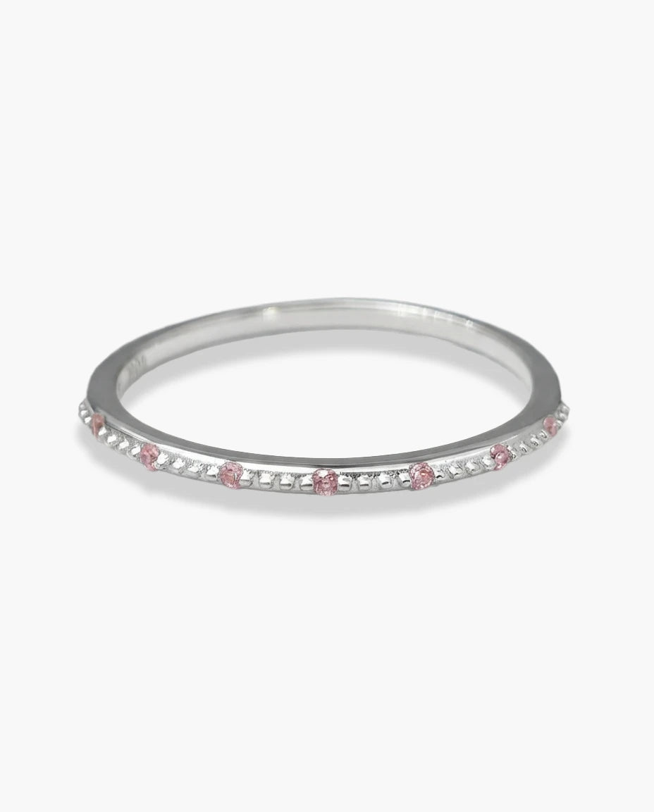 prsten srebro 925 rodijum talasasti dizajn roze cubic zirconia cirkoni
