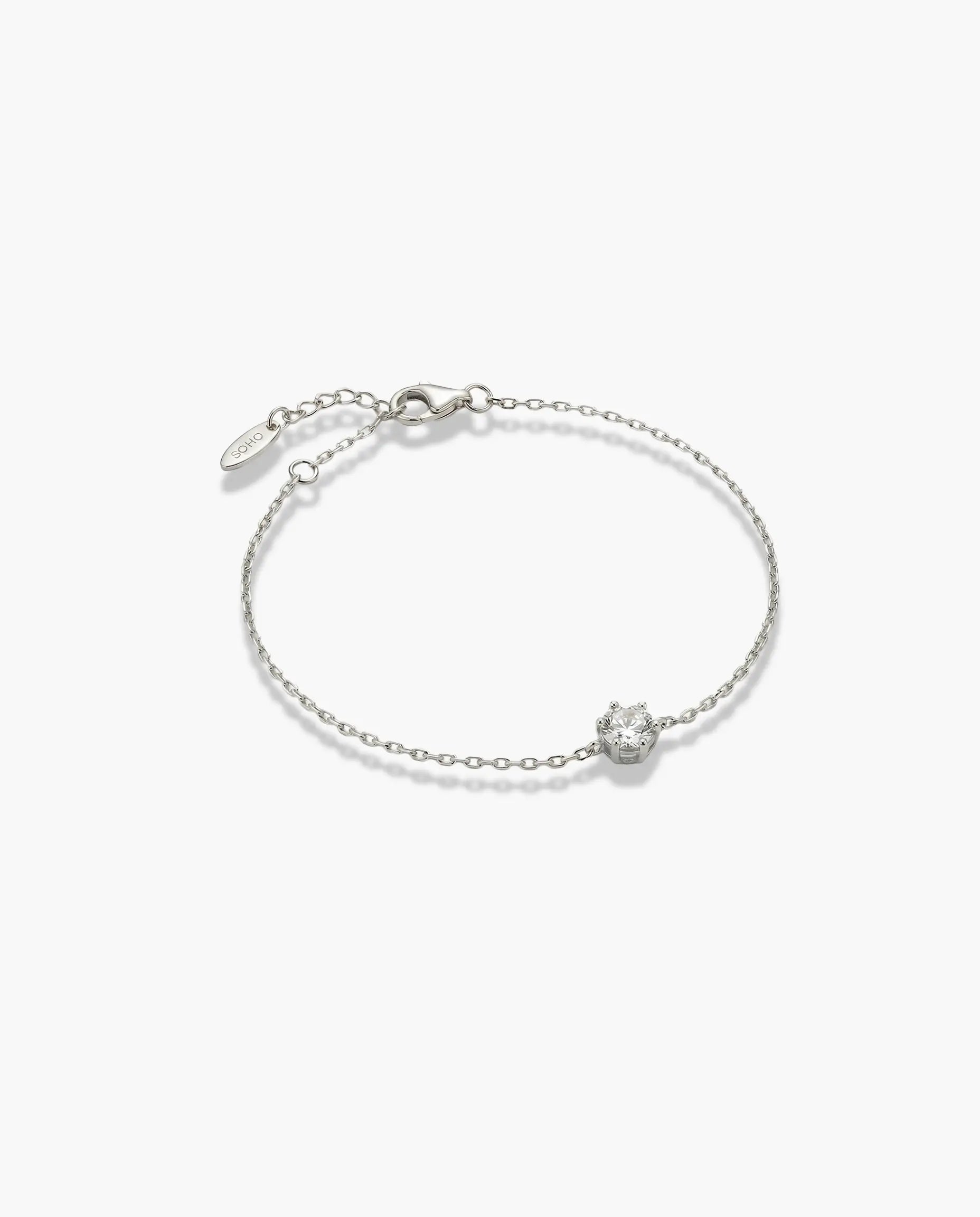 Srebrna narukvica jedan cirkon rodijum SOHO