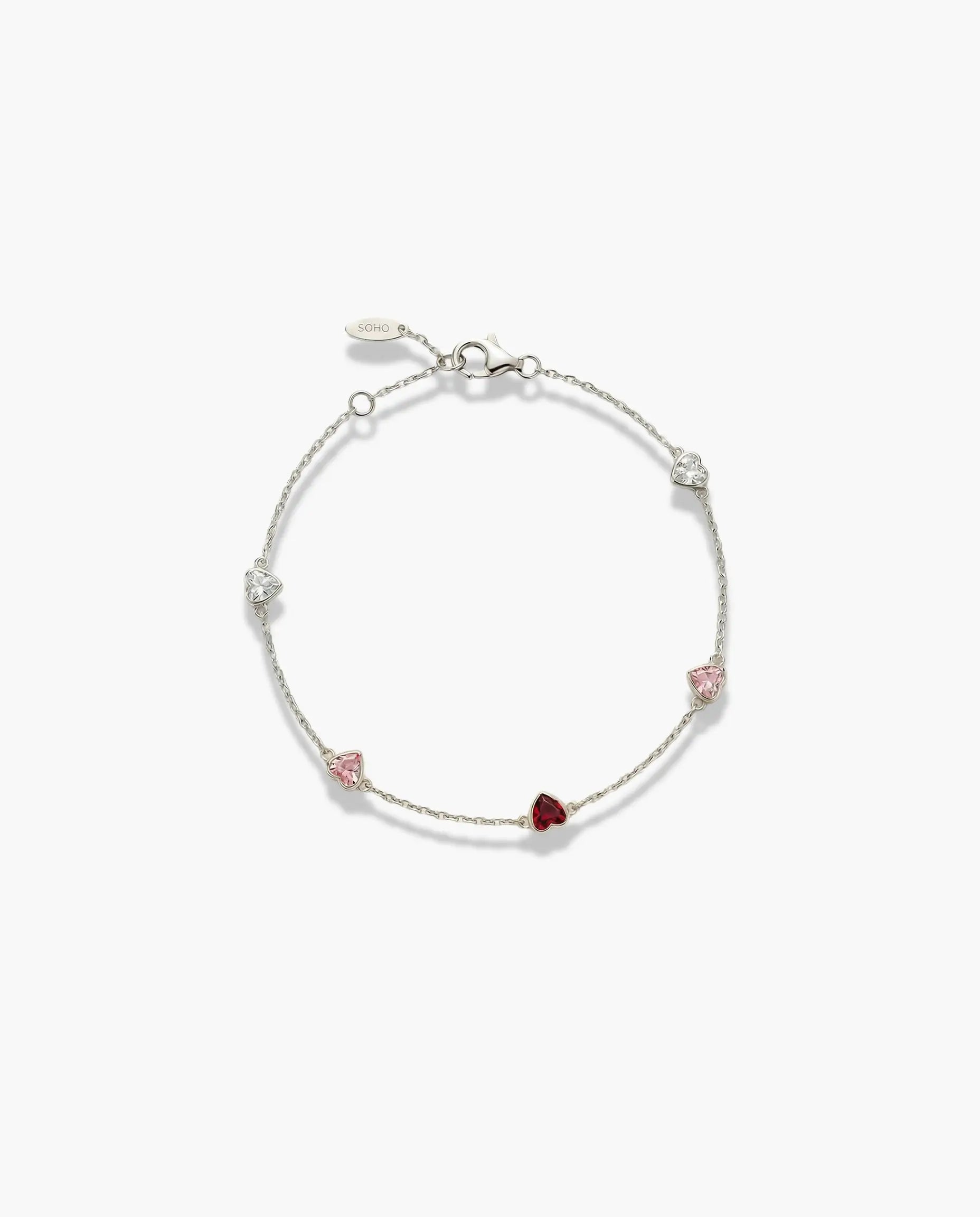 Image of srebrna narukvica niz srca sa cirkonima 925