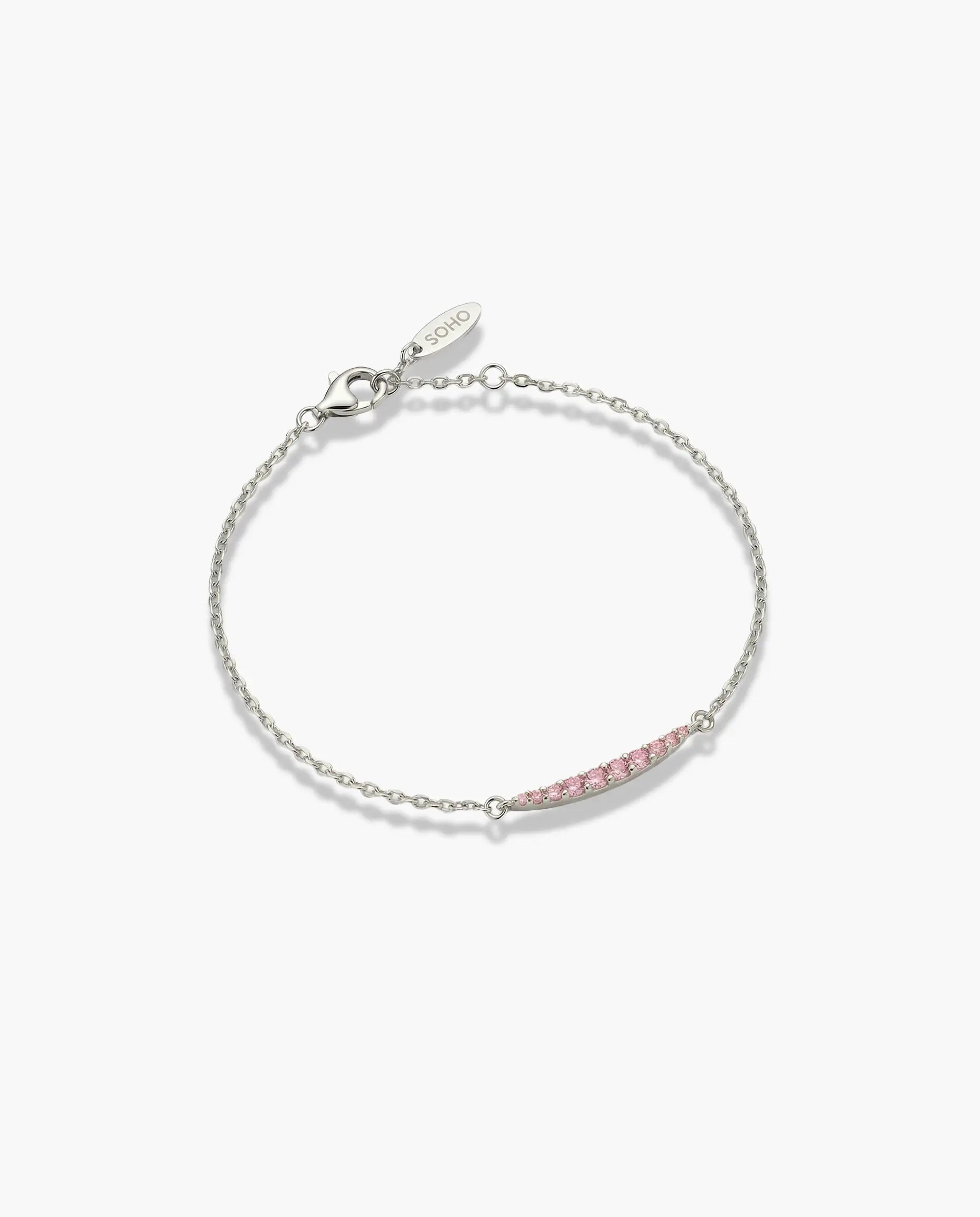 Image of srebrna narukvica rodijum roze cubic zirconia cirkoni