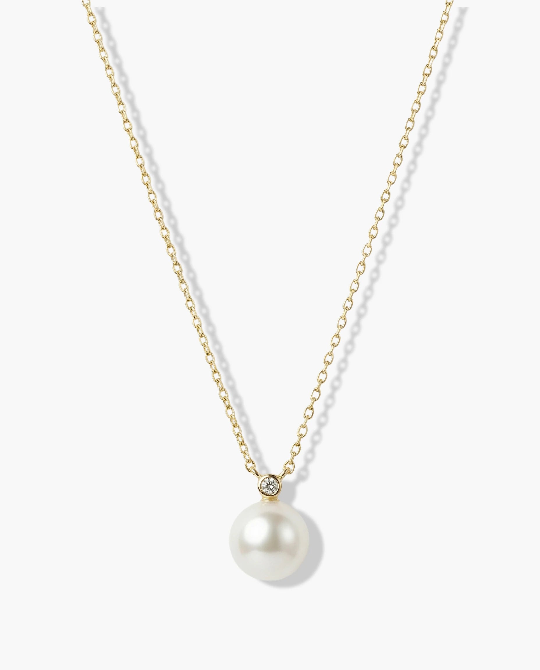 Srebrna ogrlica biser i cubic zirconia – ogrlica 14k pozlata