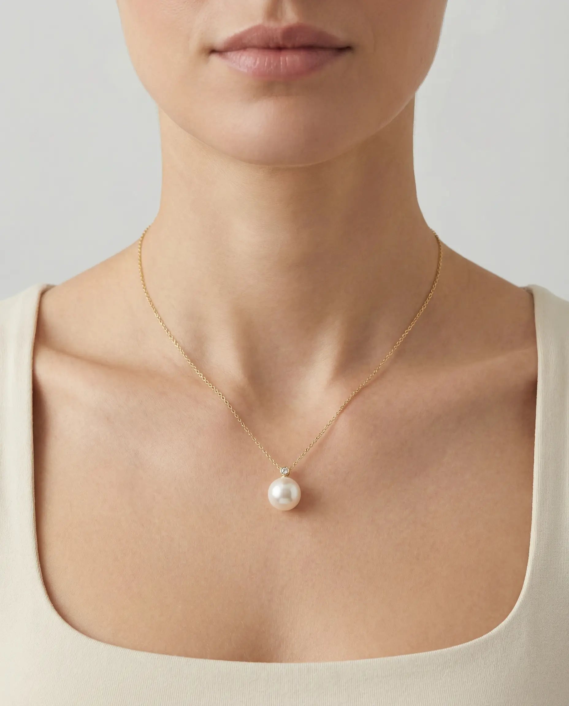 Srebrna ogrlica biser i cubic zirconia – ogrlica 14k pozlata