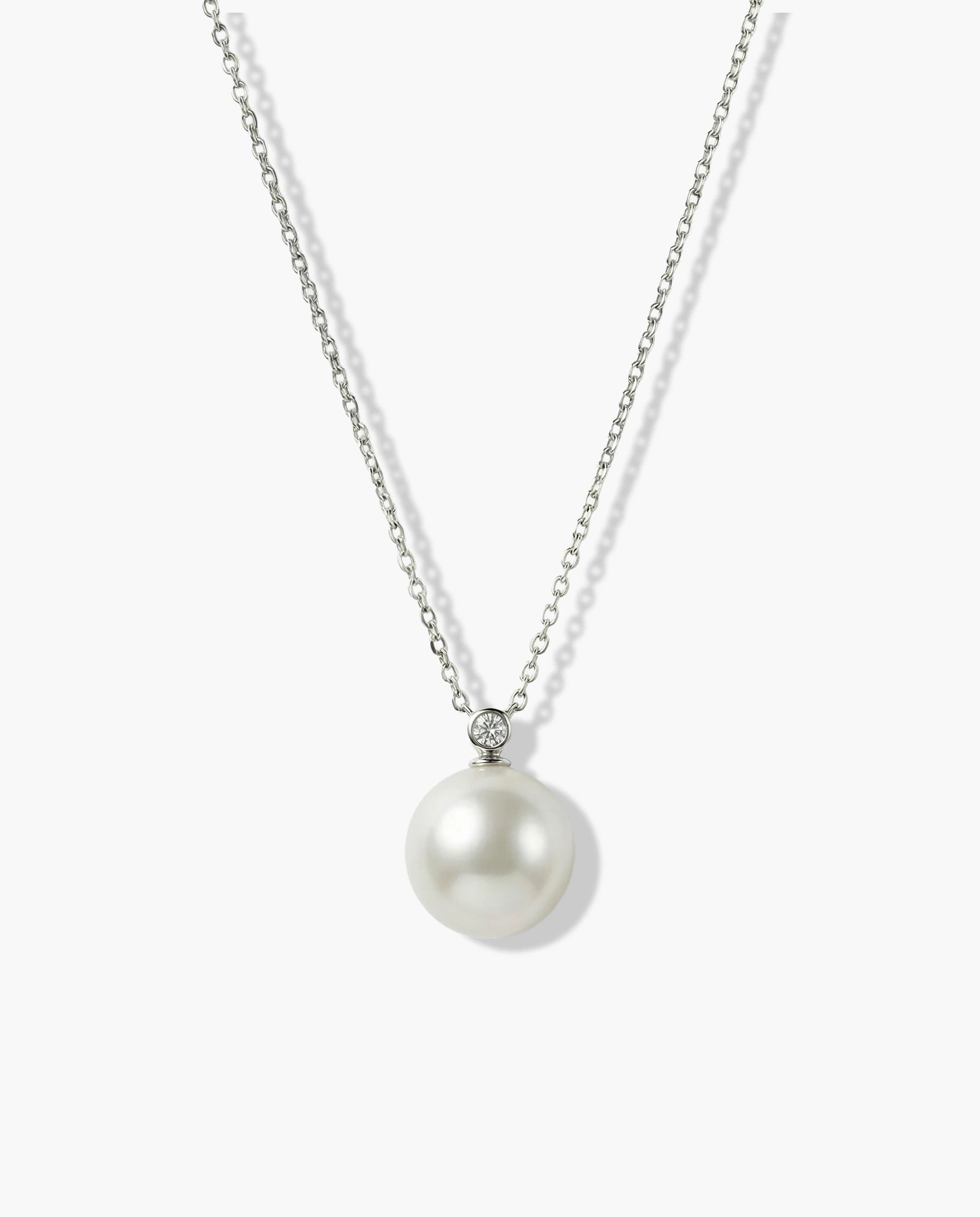 Srebrna ogrlica biser i cubic zirconia – ogrlica rodijum