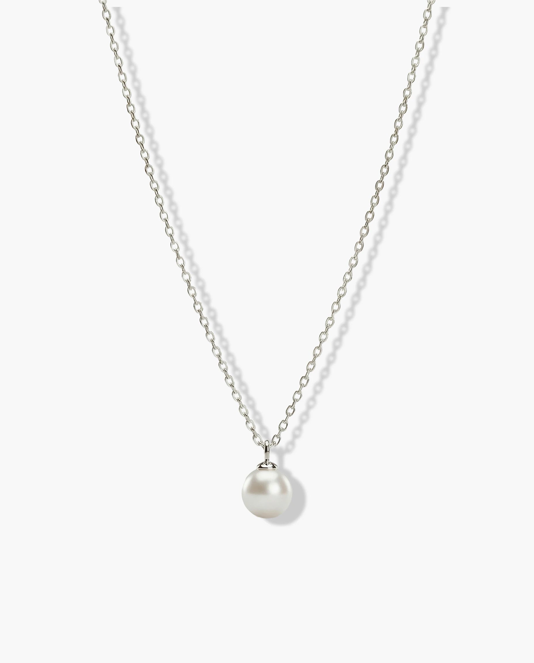 Image of Srebrna ogrlica biser – ogrlica rodijum