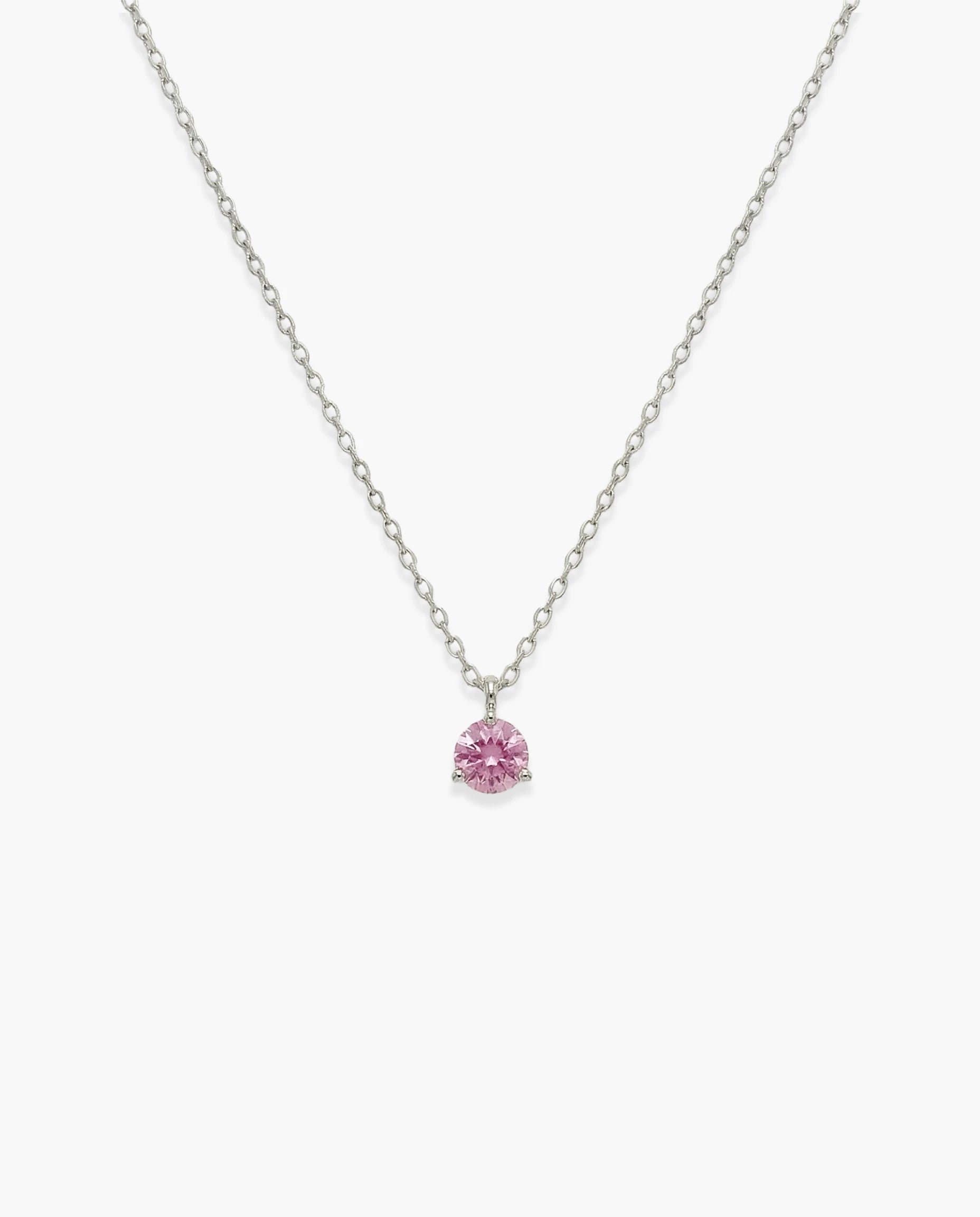 Image of srebrna ogrlica rodijum roze cubic zirconia cirkon minimalisticki