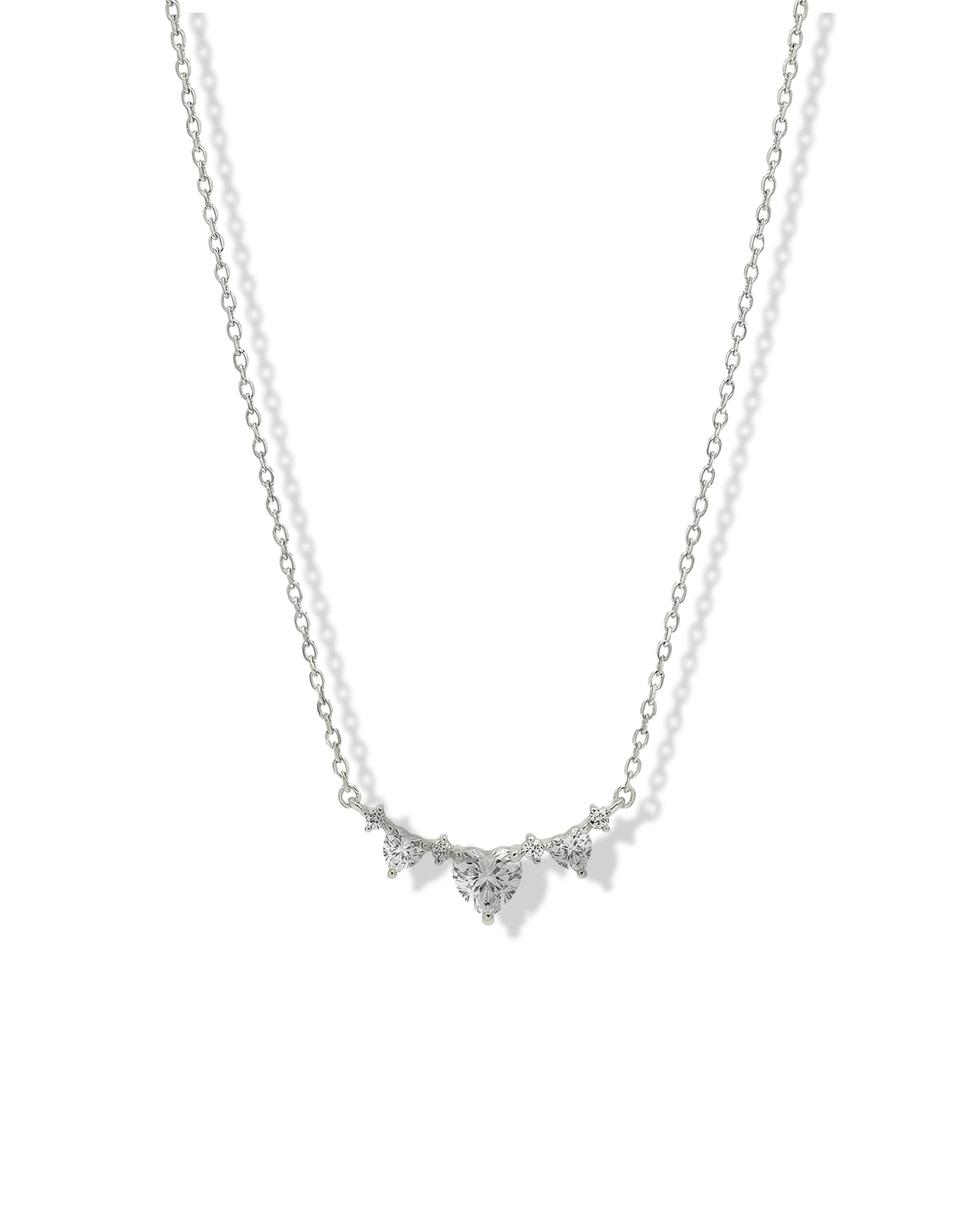 Srebrna ogrlica srce beli cubic zirconia – ogrlica rodijum