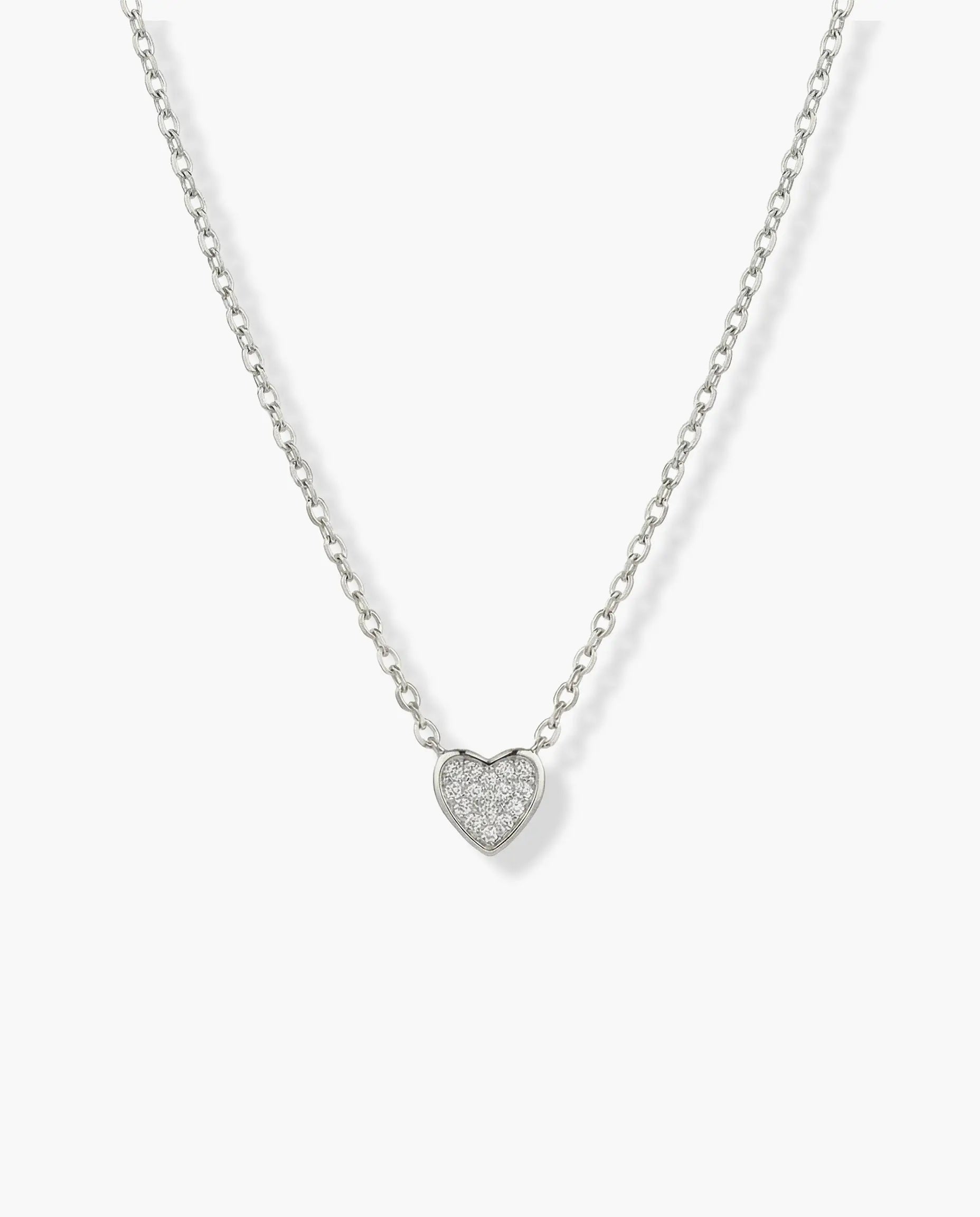 Image of srebrna ogrlica rodijum srce cubic zirconia cirkoni