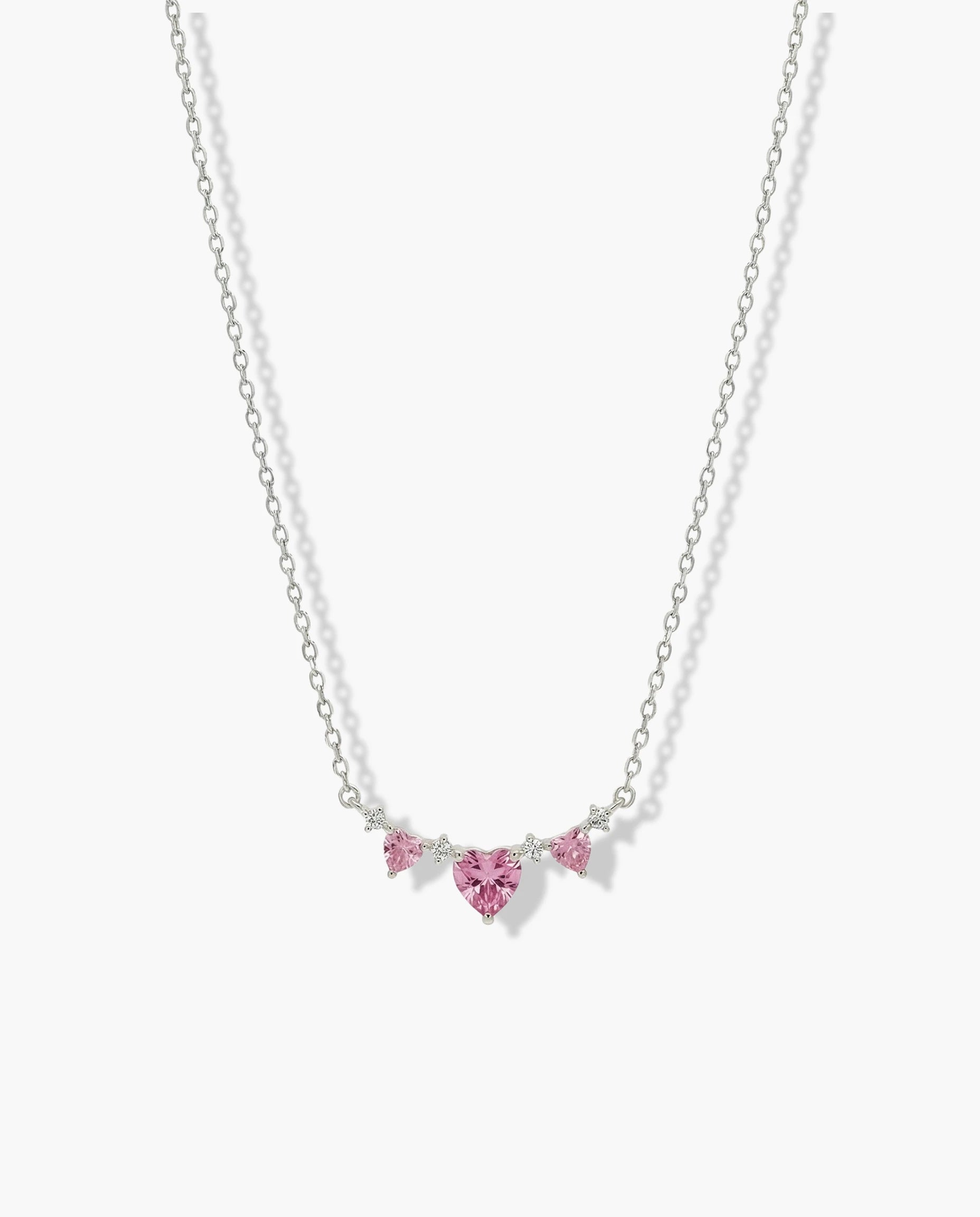 Srebrna ogrlica srce roze cubic zirconia – ogrlica rodijum