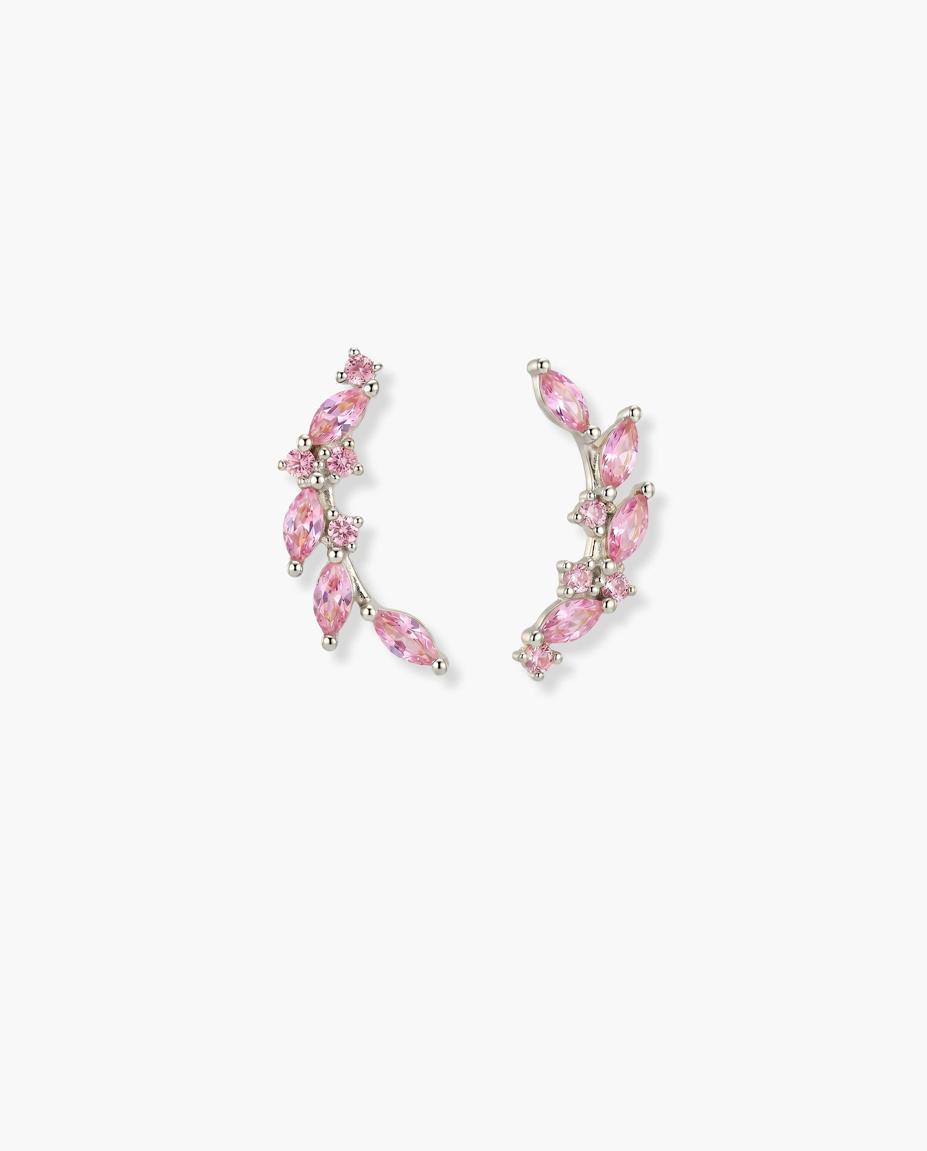 srebrne floralne mindjuse sa roze cirkonima
